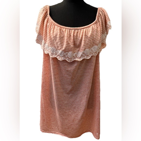 Tommy Hilfiger Short Sleeve Orange & White Embroidered Blouse, Size 2X - Picture 1 of 13